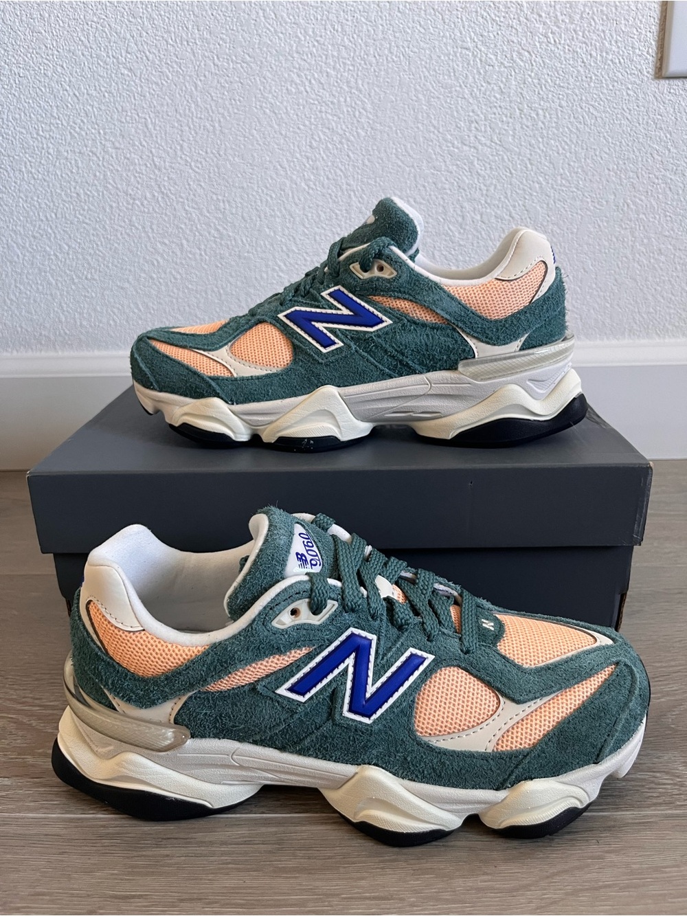 New Balance Kids 9060 Sneakers in Green, Peach and Blue